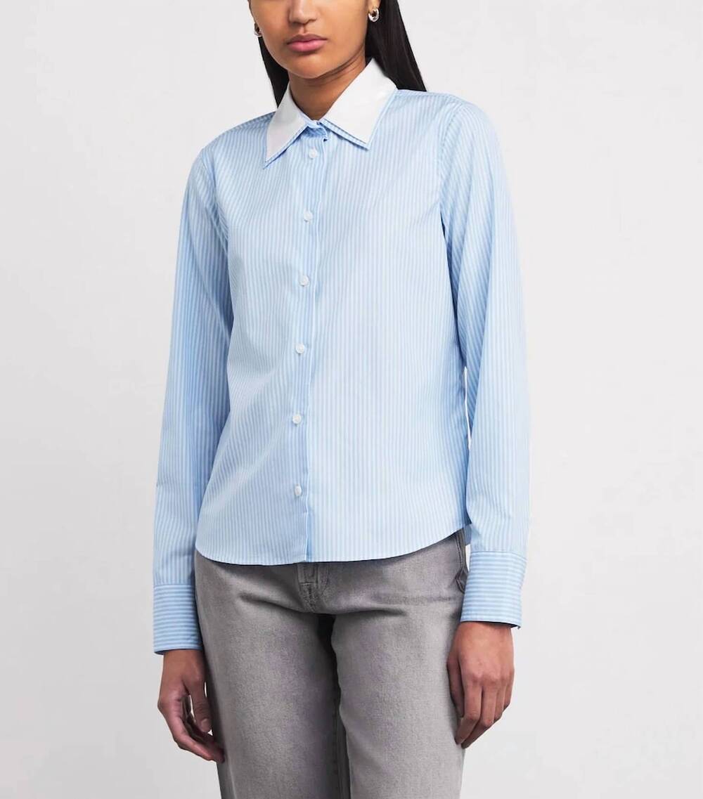 NEW RAG & BONE dayton poplin shirt in pale blue stripe